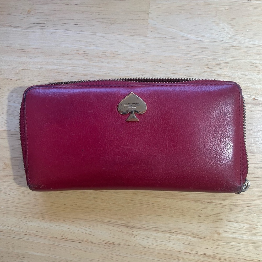 Kate Spade Red Leather Wallet 8”x4”